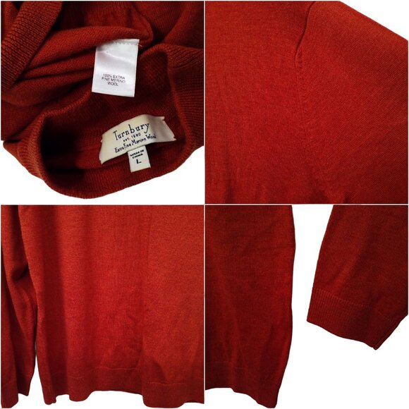 Vintage Y2K Turnbury Extra-Fine Merino Wool Sweater -L Mockneck Copper Mended - Picture 7 of 10